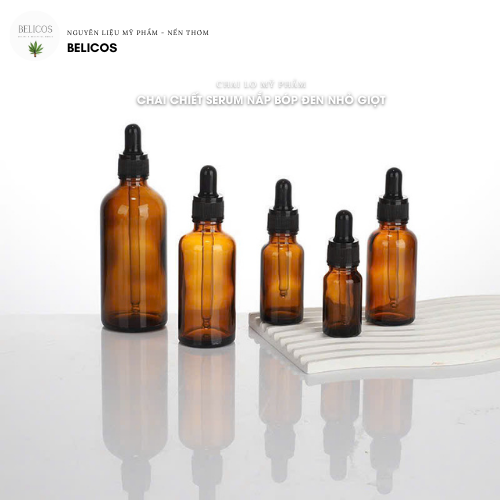 Chai serum thuỷ tinh nắp bóp đen
