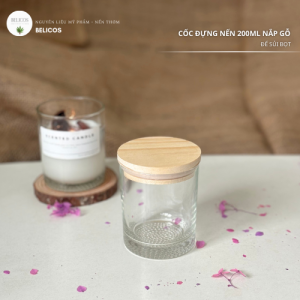 Cốc đựng nến 200ml nắp gỗ thông