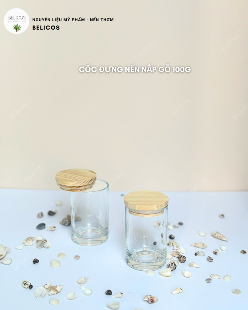 Ly đựng nến thơm nắp gỗ