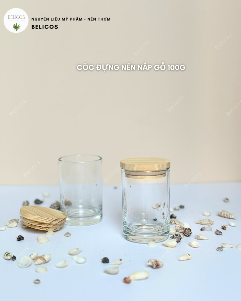 Cốc nến nắp gỗ 100g