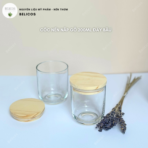 Cốc đựng nến nắp gỗ thông