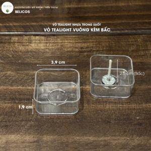 Kích thước vỏ tealight hình vuông kèm bấc