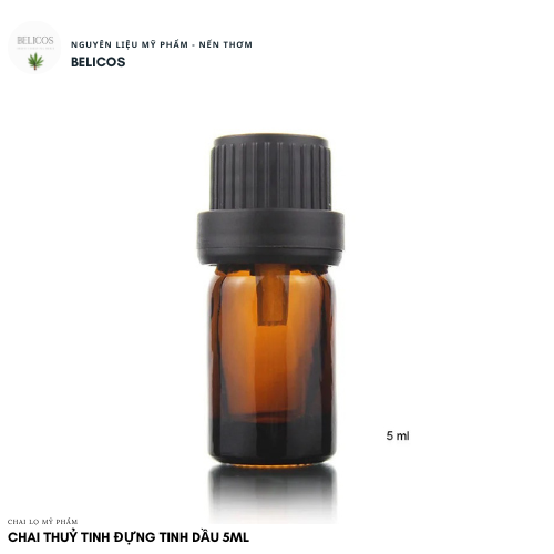 Chai đựng tinh dầu 5ML nắp vặn đen