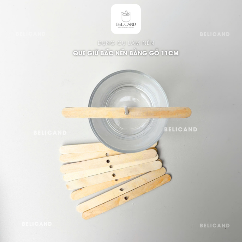 Que gỗ giữ bấc nến cotton 11cm