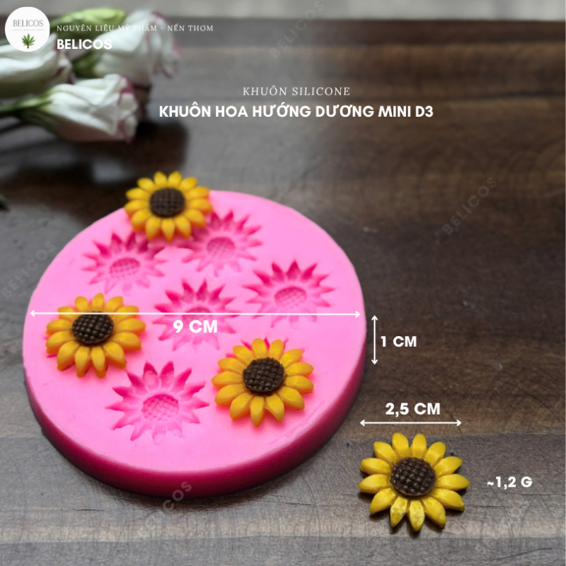 Khuôn hoa hướng dương nhí silicone D3