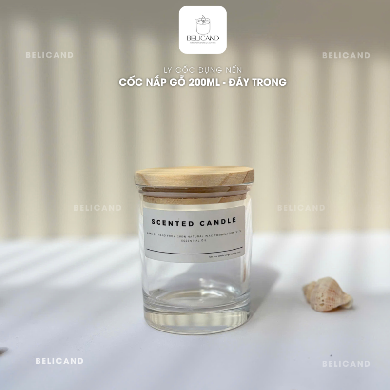 Cốc 200ml nắp gỗ đáy trong