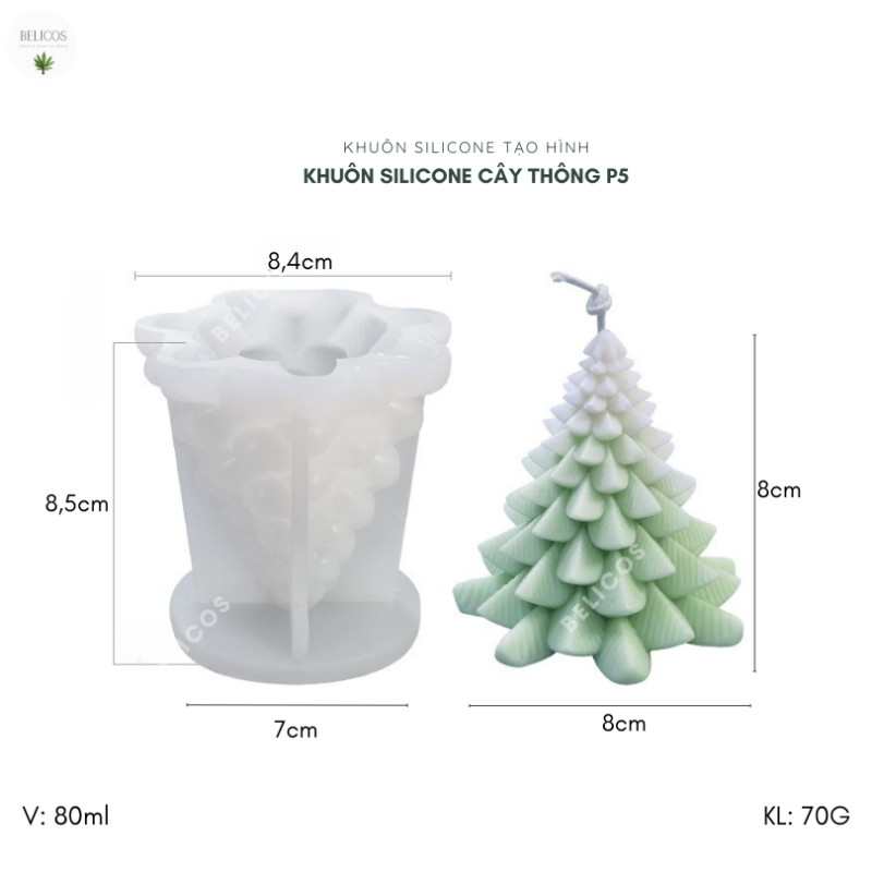 Khuôn silicone cây thông P5