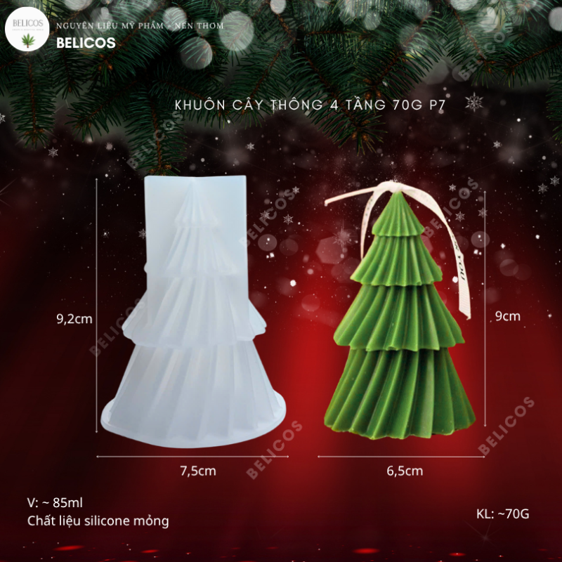 Khuôn nến cây thông 4 tầng